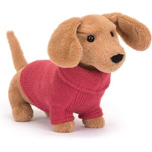 Plush Dog Toy with Pink Sweater